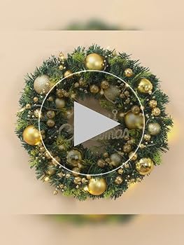 Amazon.co.jp: SCLYX クリスマスリース 玄関ドア用 北欧風 ゴールド